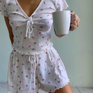 NWT For Love and Lemons Blossom Pointelle Top in White